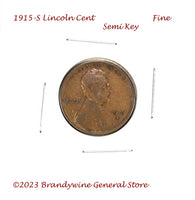 A 1915-S Lincoln Cent semi key coin to the series in fine condition
