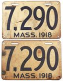 An antique pair of 1918 passenger car license plates in good plus condition