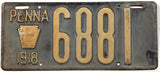 An Antique 1918 Pennsylvania passenger car license plate for sale at Brandywine General Store in good plus condition