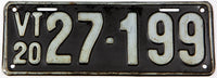 An antique 1920 Vermont car license plate in very good condition