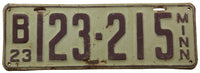 1923 Minnesota License Plate in very good condition