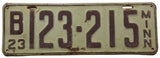 1923 Minnesota License Plate in very good condition