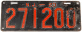 An antique 1923 New Jersey passenger car license plate in very good condition