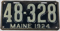 An antique 1924 Maine car license plate in very good plus condition