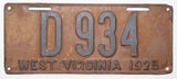 1925 West Virginia dealer license plate in good plus condition