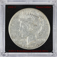 A 1926-S Peace Silver Dollar in average circulated plus condition