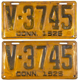 An antique pair of 1926 Connecticut passenger automobile license plates for sale by Brandywine General Store in very good minus condition