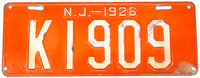An antique 1926 New Jersey passenger car license plate in very good condition