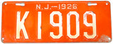An antique 1926 New Jersey passenger car license plate in very good condition