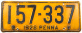 An antique 1926 Pennsylvania car license plate in very good condition