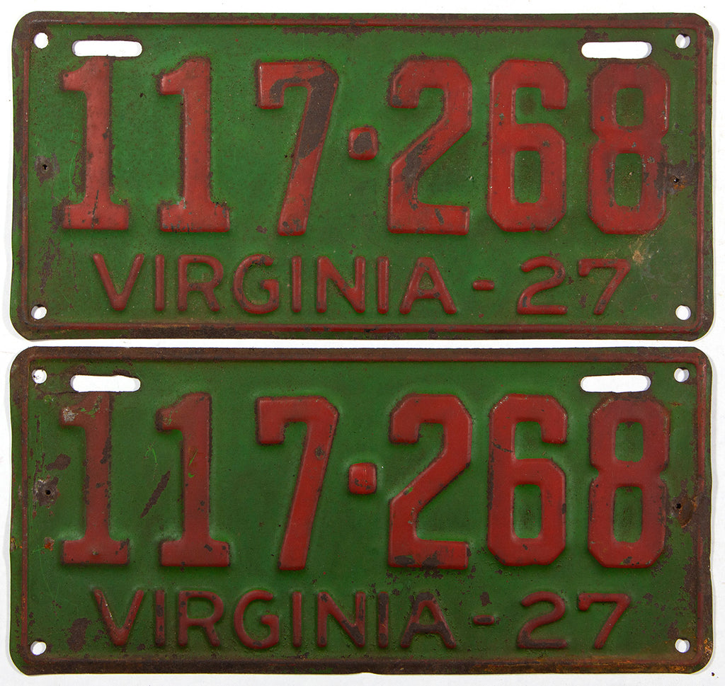 1927 Virginia License Plates Brandywine General Store