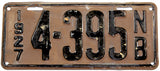 An antique 1927 New Brunswick passenger car license plate for sale at Brandywine General Store in very good condition