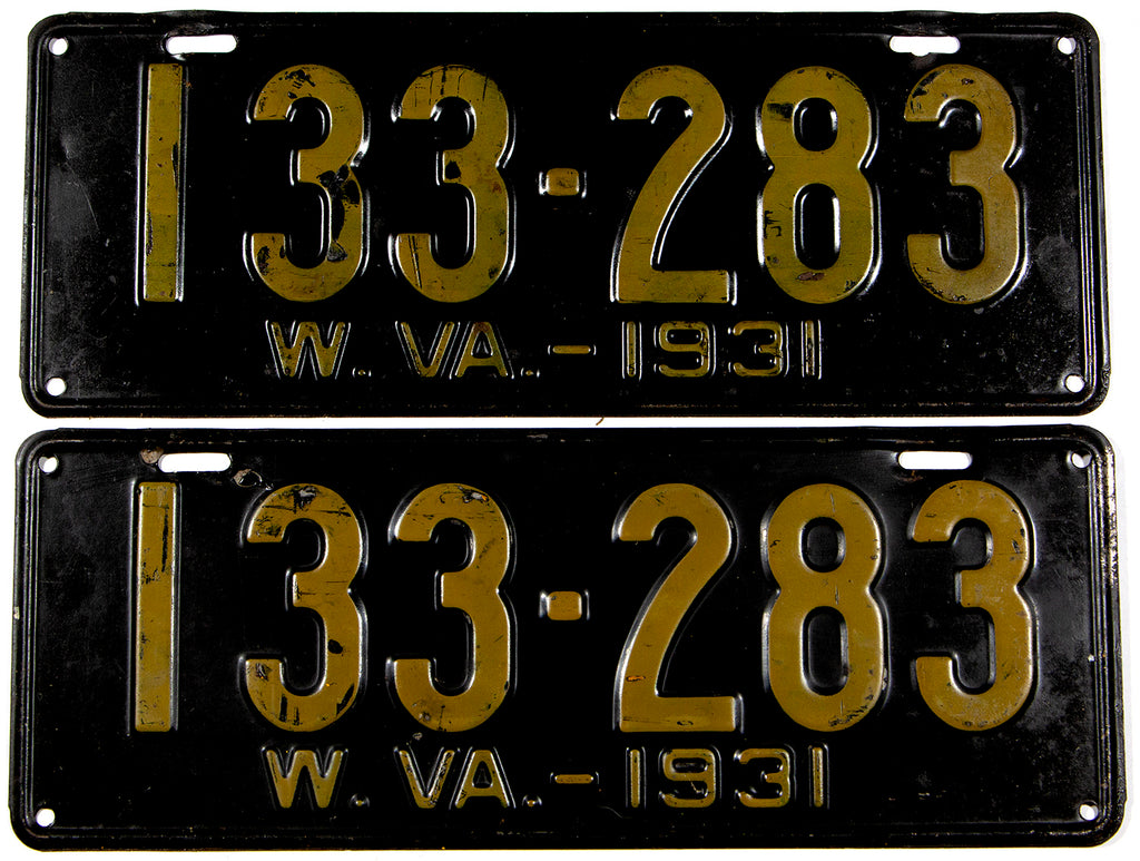 1931 West Virginia License Plates Brandywine General Store