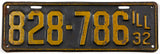 An antique 1932 Illinois passenger car license plate for sale at Brandywine General Store in very good minus condition