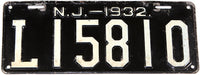 An antique 1932 New Jersey passenger car license plate in very good plus condition
