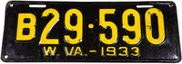 An antique 1933 West Virginia Truck license plate in very good plus condition