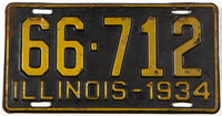 A single antique 1934 Illinois passenger car license plate for sale at Brandywine General Store in very good condition