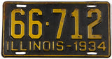 A single antique 1934 Illinois passenger car license plate for sale at Brandywine General Store in very good condition