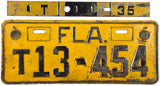 An antique 1935 Florida passenger car License Plate for sale by Brandywine General Store in very good minus condition