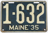 An antique 1935 Maine "shortie" car license plate in very good plus condition