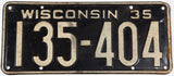 1935 Wisconsin license plate for a passenger automobile grading very good