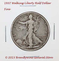 A 1937 Walking Liberty Half Dollar in fine condition
