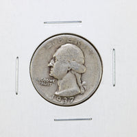 A 1937 silver Washington quarter in around very good to fine condition