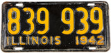 A 1942 Illinois car license plate in very good minus condition