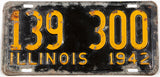 A 1942 Illinois car license plate in good plus condition