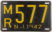 A World War II 1942 New Jersey car license plate in very good minus condition