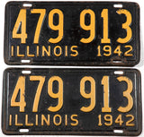 1942 Illinois car license plates in very good minus condition