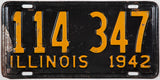 1942 Illinois single car license plate in very good minus condition