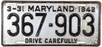 1942 Maryland License plate