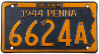 An antique 1944 Pennsylvania car License Plate in very good condition