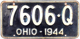 A 1944 Ohio passenger automobile WWII License Plate in very good minus condition