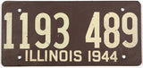 An antique 1944 Illinois car license plate in very good plus condition