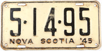 An antique 1945 Nova Scotia passenger car license plate in very good minus condition