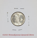 A 1945-S Mercury Dime in choice uncirculated condition reverse side