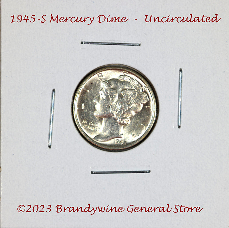A 1945-S Mercury Dime in choice uncirculated condition