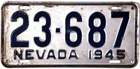 1945 Nevada car License Plate grading very good