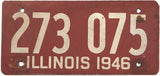 An antique 1946 Illinois fiberboard car license plate in very good minus condition