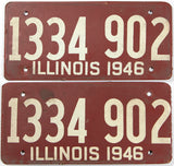 Antique pair of fiber board 1946 Illinois car llicense plates in very good condition with wrapper
