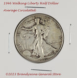 A 1946 Walking Liberty Half Dollar in average circulated condition