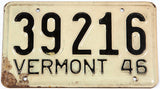 An antique 1946 Vermont car license plate in very good minus condition