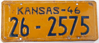 An antique 1946 Kansas Passenger Automobile license plate in very good plus condition with minor bends