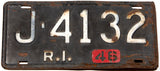 An antique 1946 Rhode Island car license plate in good plus condition