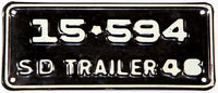 An antique 1946 South Dakota trailer license plate in New Old Stock excellent condition