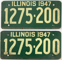 A pair of 1947 Illinois fiberboard car license plates in very good condition and has original wrapper