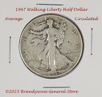A 1947 Walking Liberty Half Dollar in very good condition