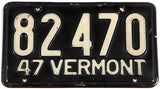 An antique 1947 Vermont car license plate in very good condition